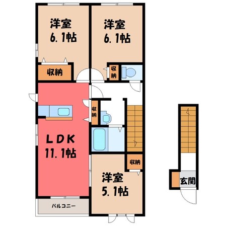 古河駅 バス10分  磯部下車：停歩4分 2階の物件間取画像